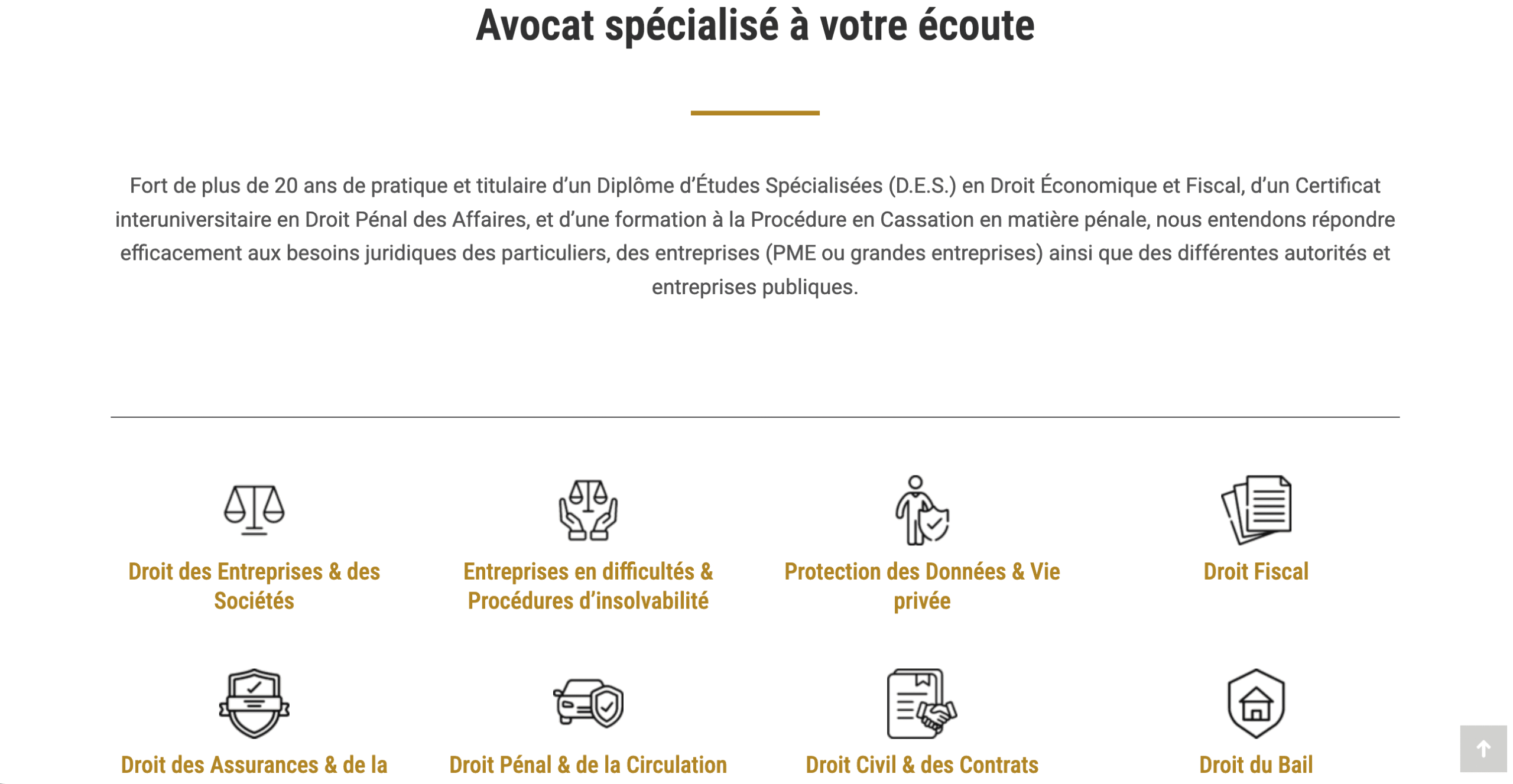Expertises juridiques présentées sur le site Talentis