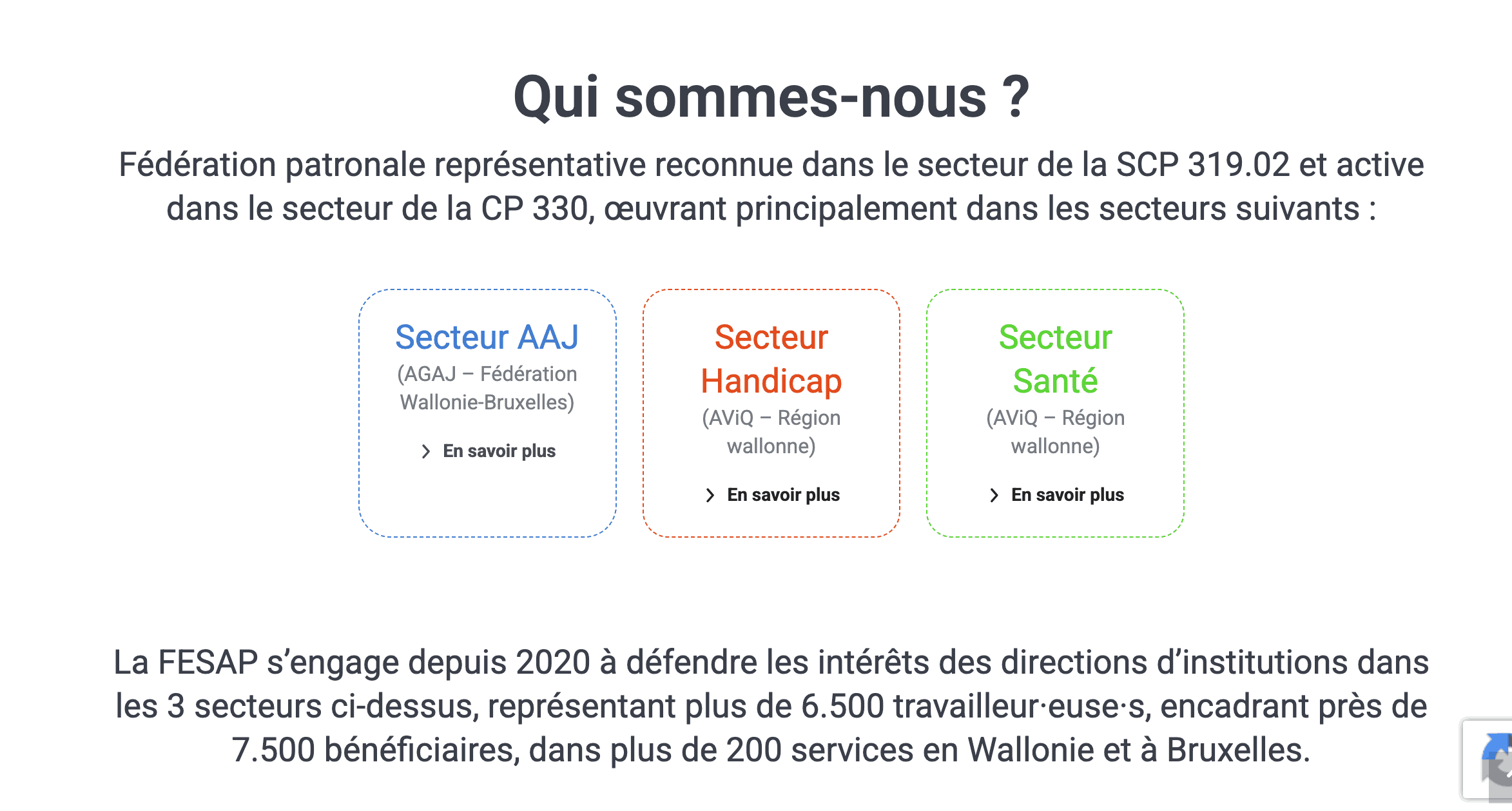 Services et ressources disponibles sur le site internet FESAP